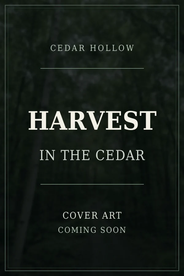 Temporary title placeholder for Harvest in the Cedar; official cover artwork coming soon